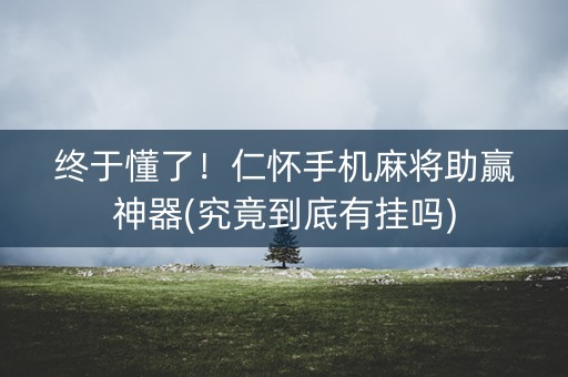终于懂了！仁怀手机麻将助赢神器(究竟到底有挂吗)