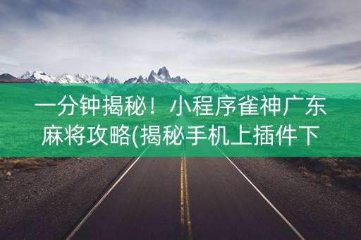 一分钟揭秘！小程序雀神广东麻将攻略(揭秘手机上插件下载)