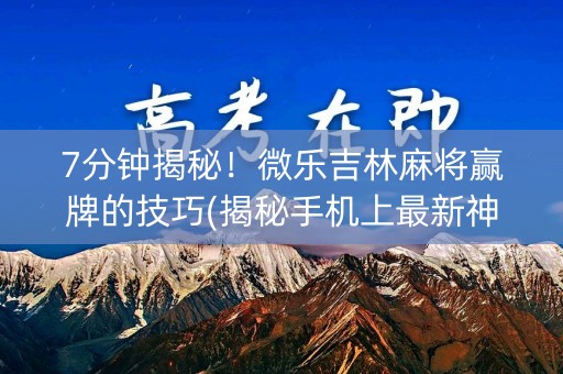 7分钟揭秘！微乐吉林麻将赢牌的技巧(揭秘手机上最新神器下载)