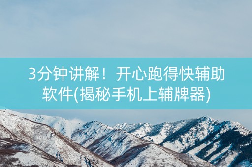 3分钟讲解！开心跑得快辅助软件(揭秘手机上辅牌器)