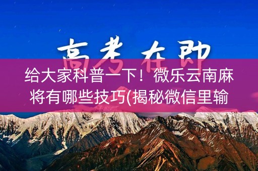 给大家科普一下！微乐云南麻将有哪些技巧(揭秘微信里输赢技巧)