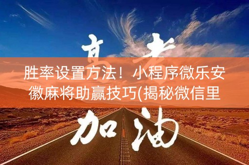 胜率设置方法！小程序微乐安徽麻将助赢技巧(揭秘微信里提高胜率)