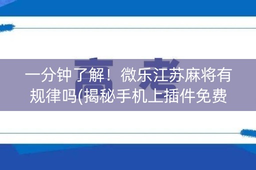 一分钟了解！微乐江苏麻将有规律吗(揭秘手机上插件免费)