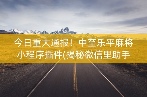 今日重大通报！中至乐平麻将小程序插件(揭秘微信里助手软件)