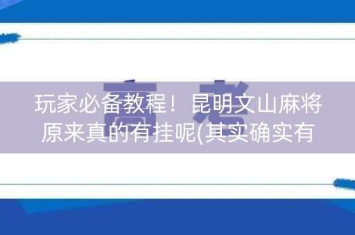玩家必备教程！昆明文山麻将原来真的有挂呢(其实确实有挂)