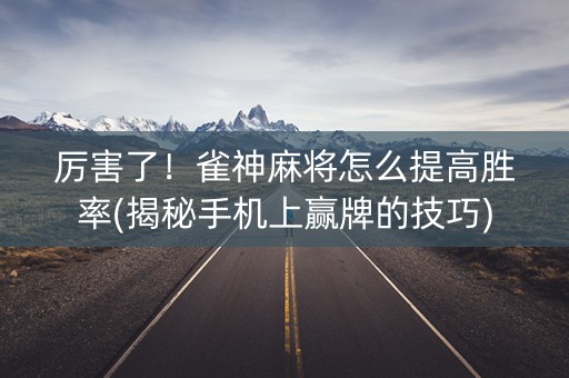 厉害了！雀神麻将怎么提高胜率(揭秘手机上赢牌的技巧)