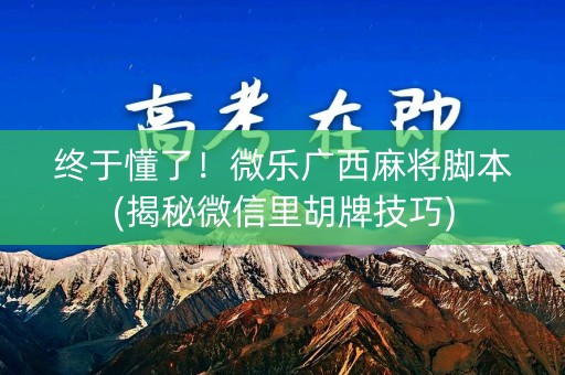终于懂了！微乐广西麻将脚本(揭秘微信里胡牌技巧)