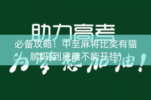 必备攻略！中至麻将比奖有猫腻吗(到底能不能开挂)
