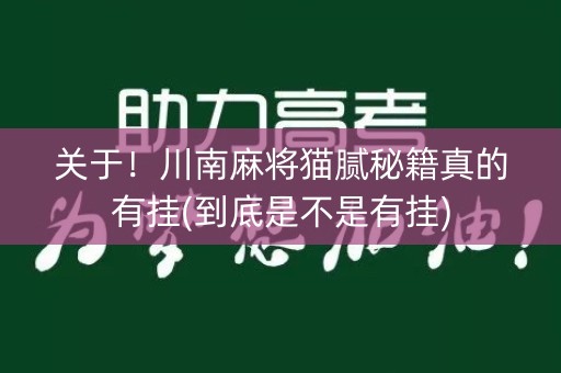 关于！川南麻将猫腻秘籍真的有挂(到底是不是有挂)