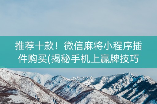 推荐十款！微信麻将小程序插件购买(揭秘手机上赢牌技巧)