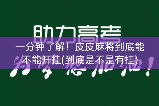 一分钟了解！皮皮麻将到底能不能开挂(到底是不是有挂)