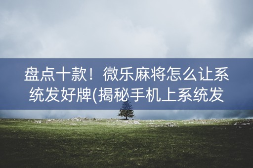 盘点十款！微乐麻将怎么让系统发好牌(揭秘手机上系统发好牌)