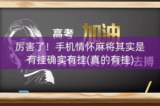 厉害了！手机情怀麻将其实是有挂确实有挂(真的有挂)