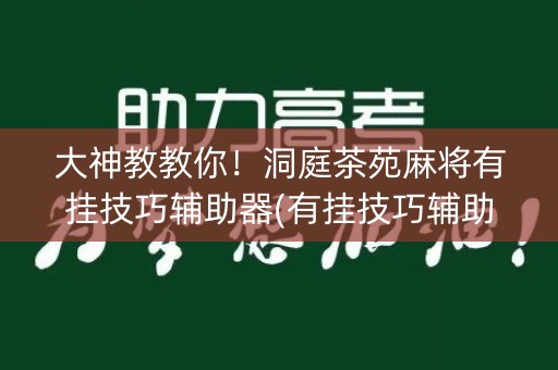 大神教教你！洞庭茶苑麻将有挂技巧辅助器(有挂技巧辅助器)