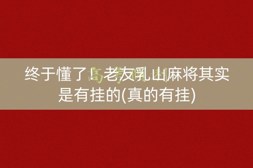 终于懂了！老友乳山麻将其实是有挂的(真的有挂)