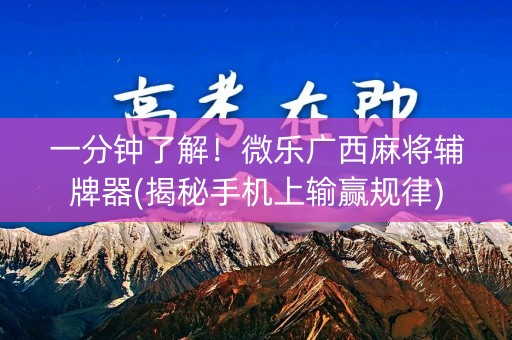 一分钟了解！微乐广西麻将辅牌器(揭秘手机上输赢规律)