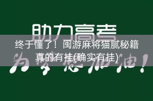 终于懂了！闽游麻将猫腻秘籍真的有挂(确实有挂)