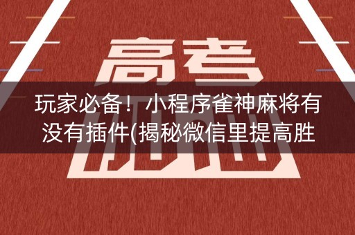 玩家必备！小程序雀神麻将有没有插件(揭秘微信里提高胜率)