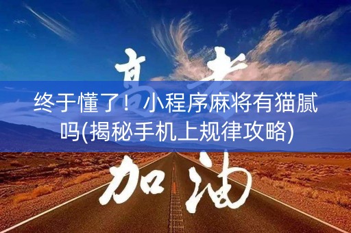 终于懂了！小程序麻将有猫腻吗(揭秘手机上规律攻略)