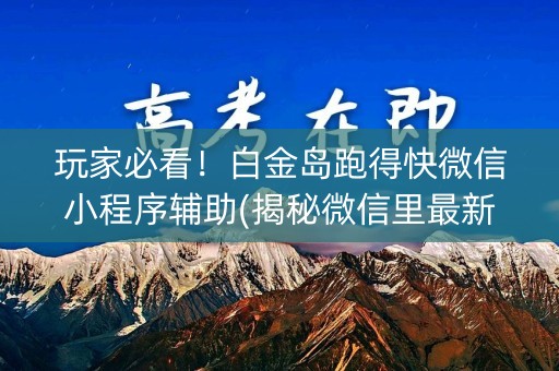 玩家必看！白金岛跑得快微信小程序辅助(揭秘微信里最新神器下载)