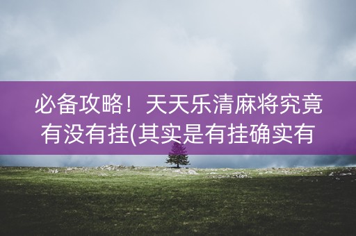 必备攻略！天天乐清麻将究竟有没有挂(其实是有挂确实有挂)
