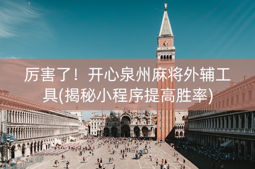 厉害了！开心泉州麻将外辅工具(揭秘小程序提高胜率)