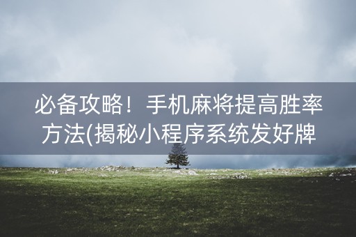 必备攻略！手机麻将提高胜率方法(揭秘小程序系统发好牌)