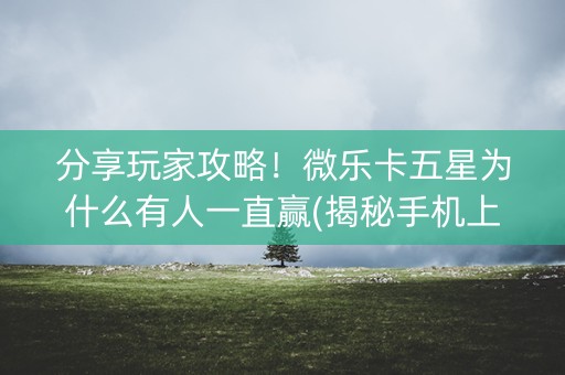 分享玩家攻略！微乐卡五星为什么有人一直赢(揭秘手机上确实有猫腻)