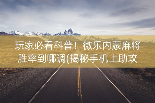 玩家必看科普！微乐内蒙麻将胜率到哪调(揭秘手机上助攻神器)