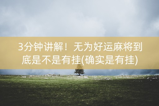 3分钟讲解！无为好运麻将到底是不是有挂(确实是有挂)