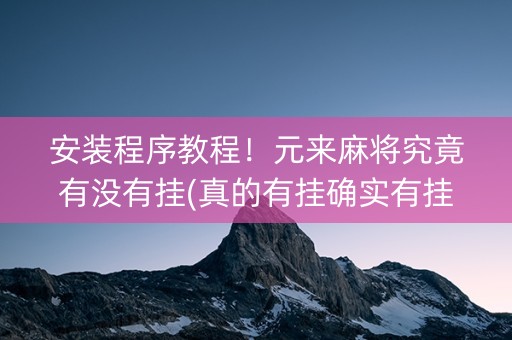 安装程序教程！元来麻将究竟有没有挂(真的有挂确实有挂)
