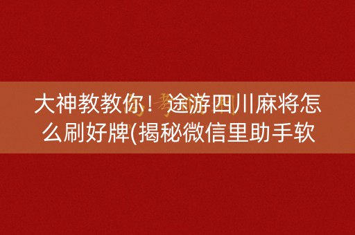 大神教教你！途游四川麻将怎么刷好牌(揭秘微信里助手软件)