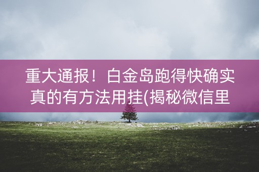 重大通报！白金岛跑得快确实真的有方法用挂(揭秘微信里赢牌的技巧)