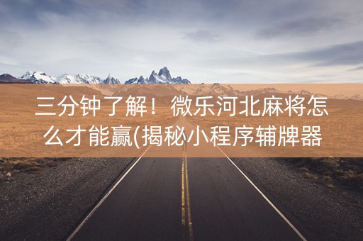 三分钟了解！微乐河北麻将怎么才能赢(揭秘小程序辅牌器)