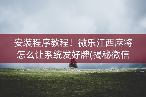 安装程序教程！微乐江西麻将怎么让系统发好牌(揭秘微信里系统发好牌)