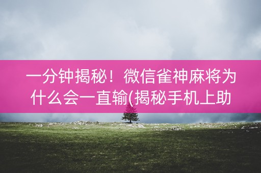 一分钟揭秘！微信雀神麻将为什么会一直输(揭秘手机上助赢神器)
