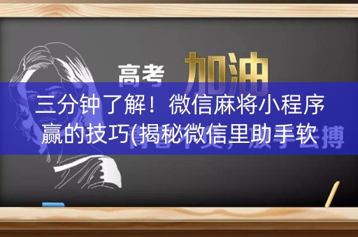 三分钟了解！微信麻将小程序赢的技巧(揭秘微信里助手软件)