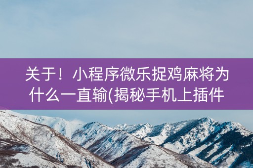 关于！小程序微乐捉鸡麻将为什么一直输(揭秘手机上插件购买)