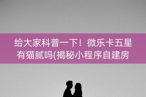 给大家科普一下！微乐卡五星有猫腻吗(揭秘小程序自建房怎么赢)