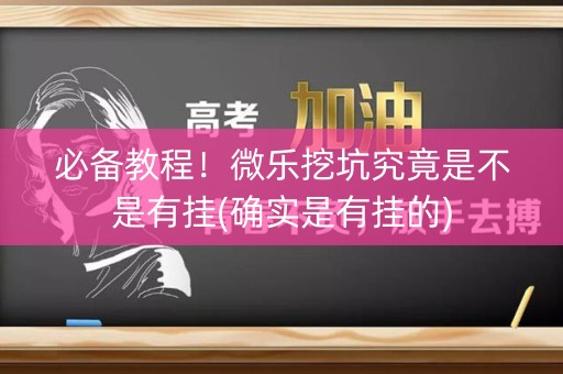 必备教程！微乐挖坑究竟是不是有挂(确实是有挂的)