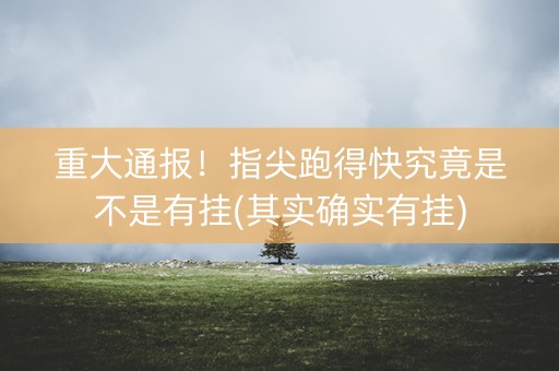 重大通报！指尖跑得快究竟是不是有挂(其实确实有挂)