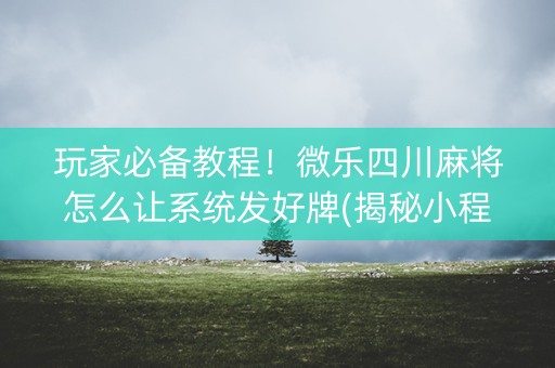 玩家必备教程！微乐四川麻将怎么让系统发好牌(揭秘小程序必备神器)