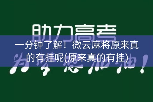 一分钟了解！微云麻将原来真的有挂呢(原来真的有挂)
