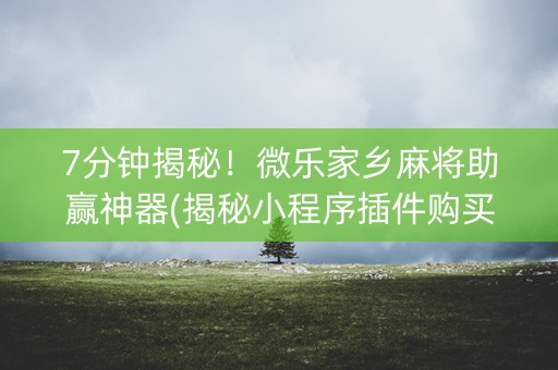 7分钟揭秘！微乐家乡麻将助赢神器(揭秘小程序插件购买)