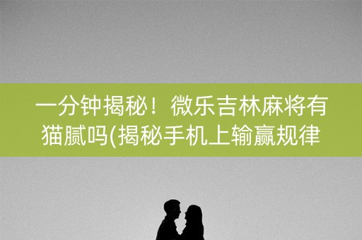 一分钟揭秘！微乐吉林麻将有猫腻吗(揭秘手机上输赢规律)