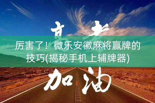 厉害了！微乐安徽麻将赢牌的技巧(揭秘手机上辅牌器)
