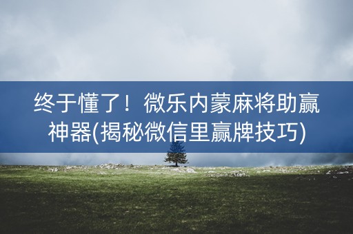 终于懂了！微乐内蒙麻将助赢神器(揭秘微信里赢牌技巧)