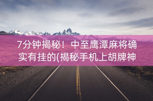 7分钟揭秘！中至鹰潭麻将确实有挂的(揭秘手机上胡牌神器)
