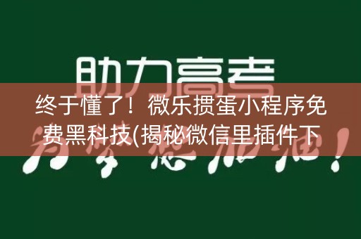 终于懂了！微乐掼蛋小程序免费黑科技(揭秘微信里插件下载)