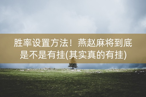 胜率设置方法！燕赵麻将到底是不是有挂(其实真的有挂)